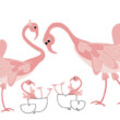 Tekening van flamingo's opgebouwd uit hartjes