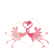 Verliefde Flamingo's opgebouwd uit hartjes